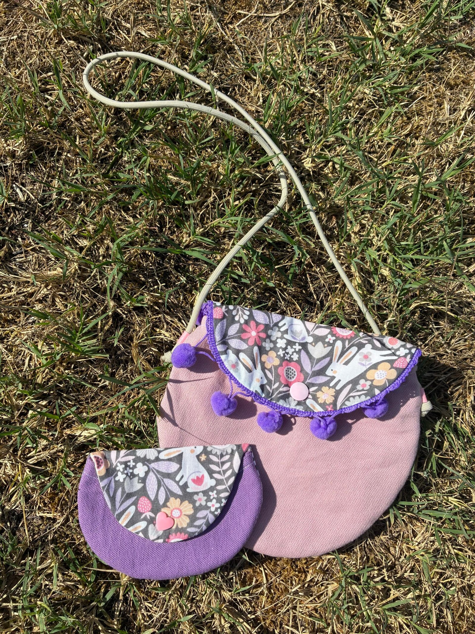 Mini besace violette + porte monnaie