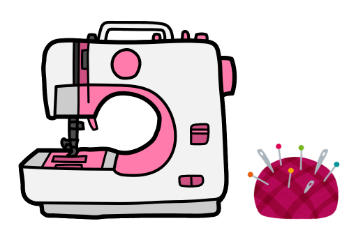 logo machine à coudre blanc et rose