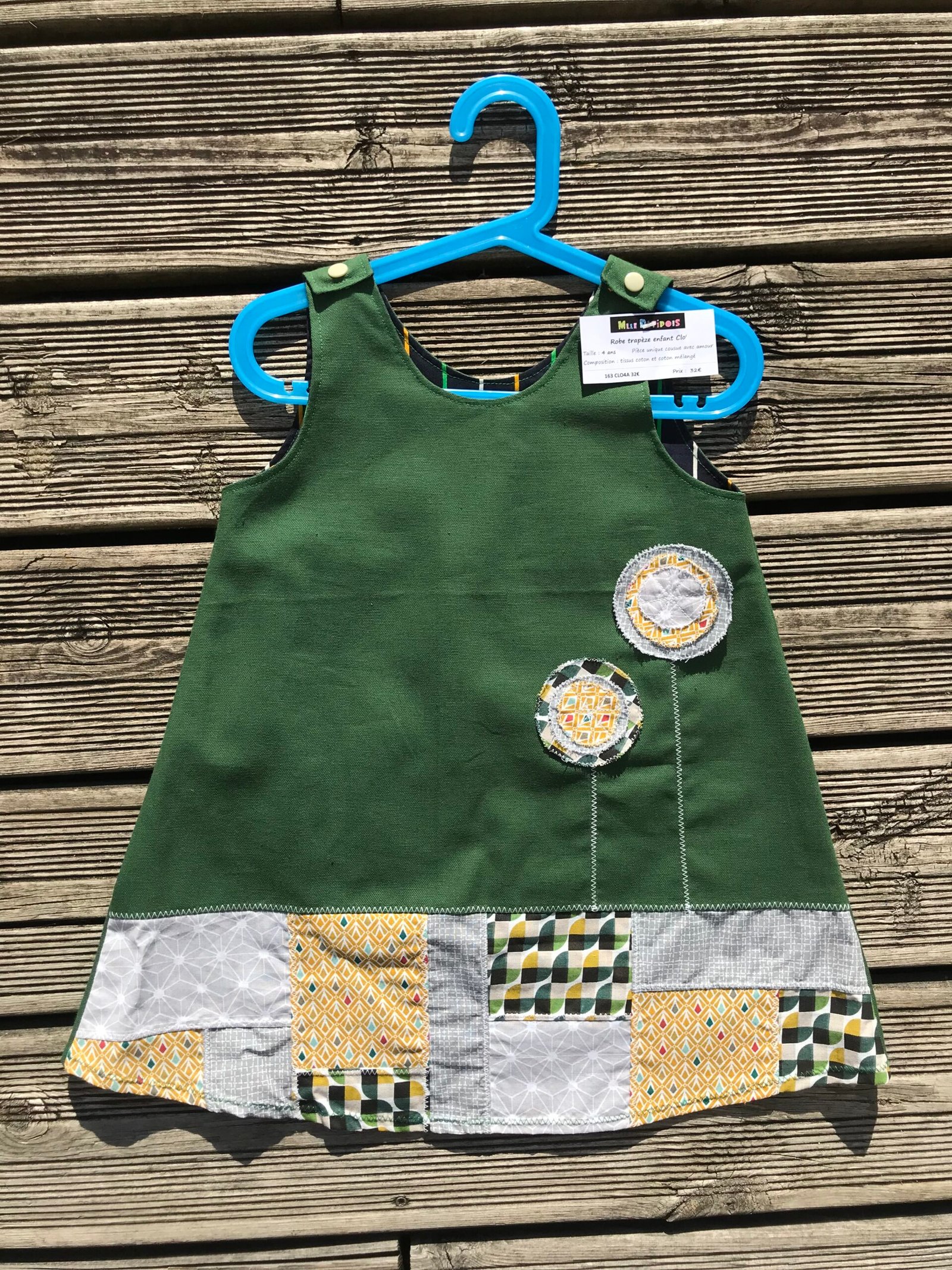 Robe Clo' 4 ans Verte / moutarde