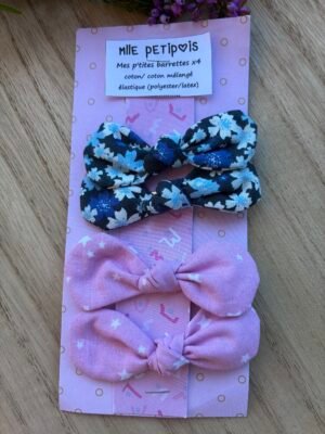 Mes mini barrettes marines/ roses